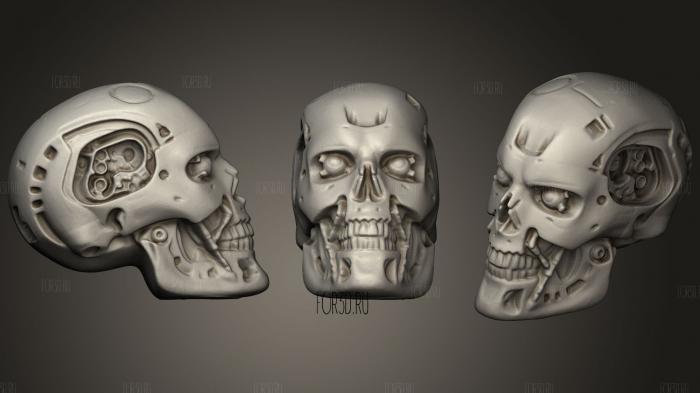 Cyborg Skull stl model for CNC